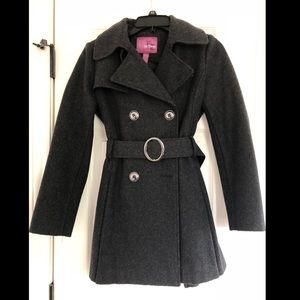 Black pea coat with belt. CHILDS LARGE